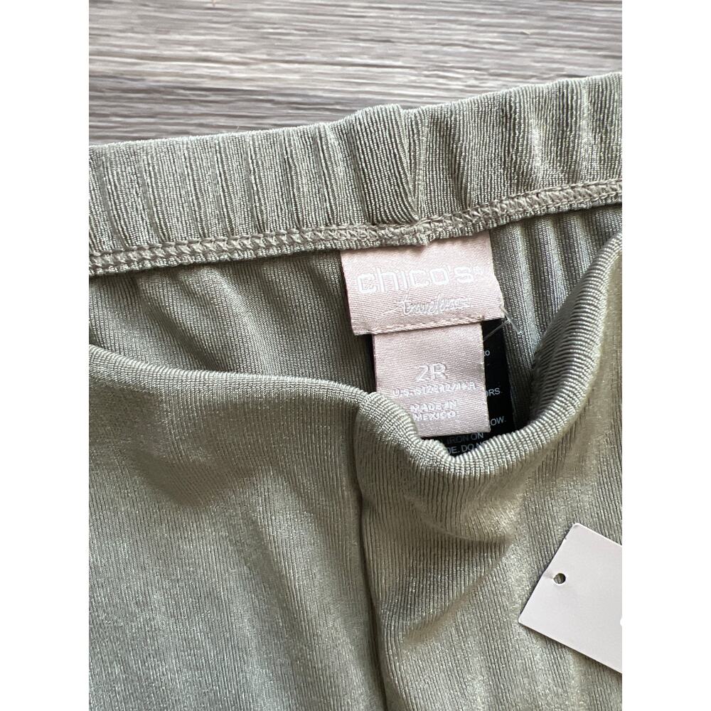 NWOT Chicos Travelers size 2 or 12/14 light green slinky pants - Picture 2 of 2